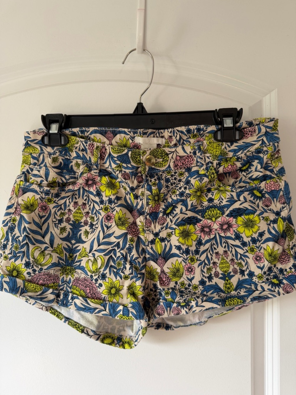 H&M Funky Fairy Floral FestivalDenim Shorts — Blue, Pink & Lime
